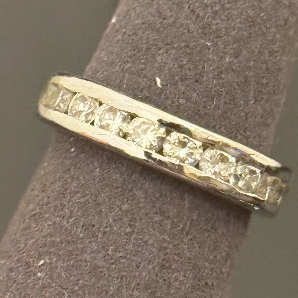 14k White Gold Full Eternity Diamond Band Ring